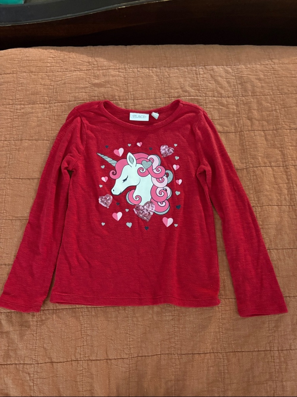 Place Red Girls' Unicorn Heart Long-Sleeve Top